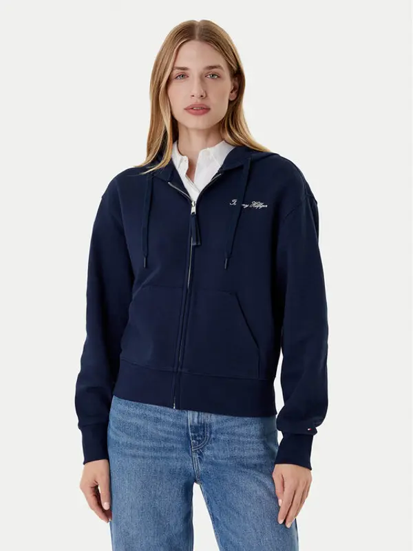 Tommy Hilfiger Tommy Hilfiger Majica dugih rukava Script WW0WW45742 Tamnoplava Regular Fit