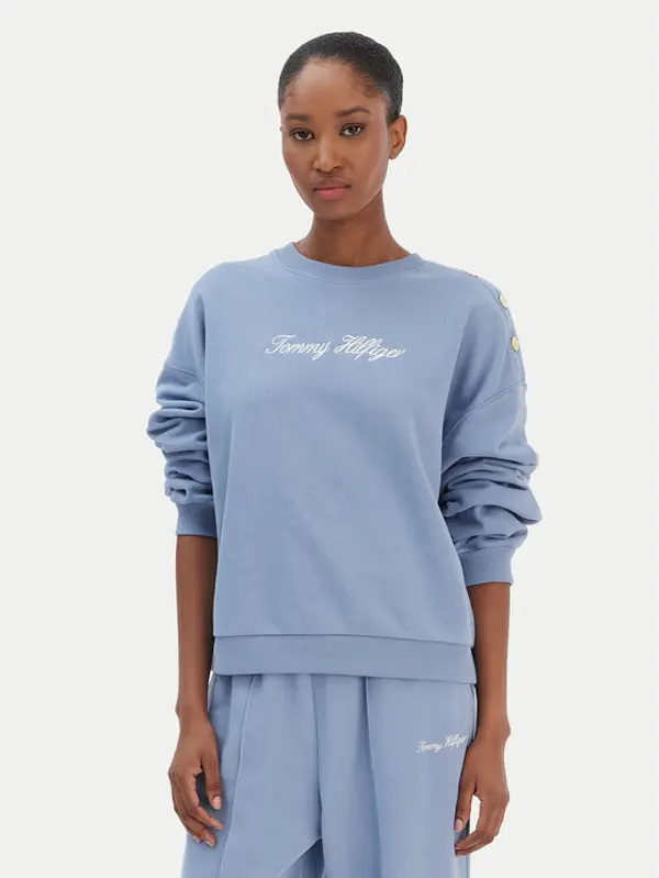 Tommy Hilfiger Tommy Hilfiger Majica dugih rukava Script WW0WW48783 Plava Relaxed Fit