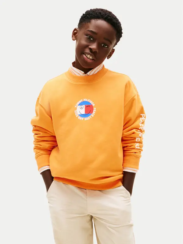 Tommy Hilfiger Tommy Hilfiger Majica dugih rukava Smiley Flag KB0KB10258 Narančasta Regular Fit