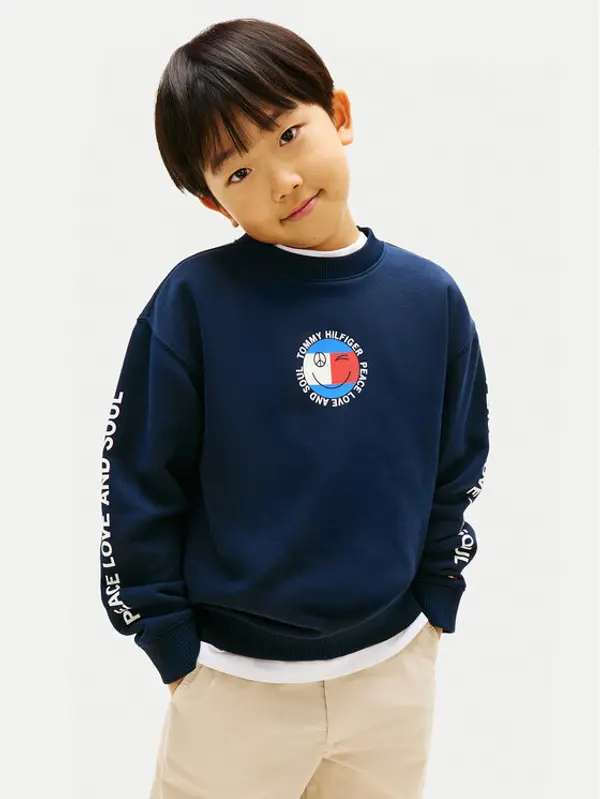 Tommy Hilfiger Tommy Hilfiger Majica dugih rukava Smiley Flag KB0KB10258 Tamnoplava Regular Fit