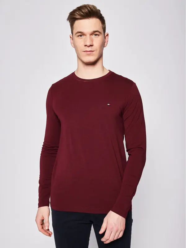 Tommy Hilfiger Tommy Hilfiger Majica dugih rukava Stretch Tee MW0MW10804 Tamnocrvena Slim Fit