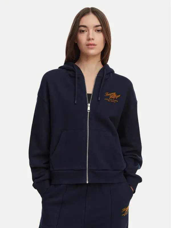 Tommy Hilfiger Tommy Hilfiger Majica dugih rukava Terry WW0WW47845 Tamnoplava Relaxed Fit