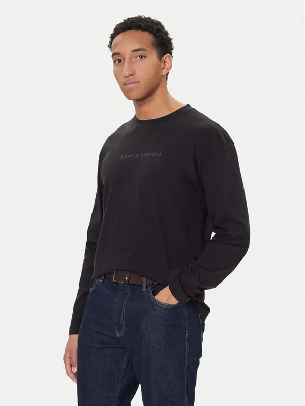 Tommy Hilfiger Tommy Hilfiger Majica dugih rukava UM0UM03651 Crna Regular Fit