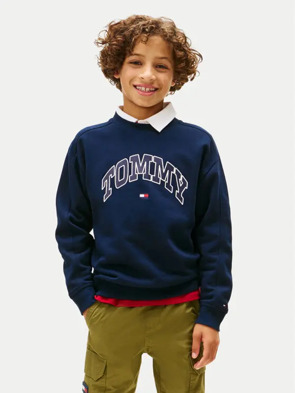Tommy Hilfiger Tommy Hilfiger Majica dugih rukava Varsity KB0KB09899 Tamnoplava Regular Fit