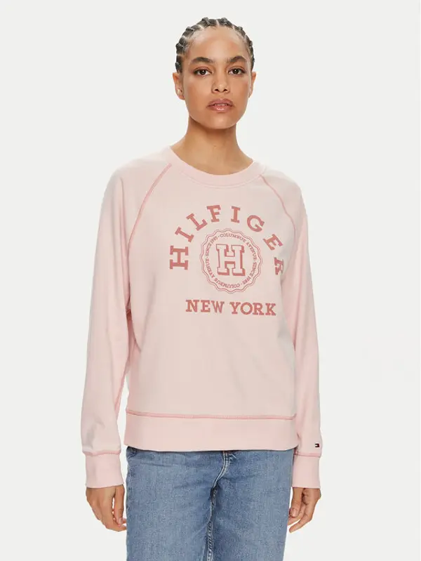 Tommy Hilfiger Tommy Hilfiger Majica dugih rukava Varsity WW0WW41239 Ružičasta Regular Fit