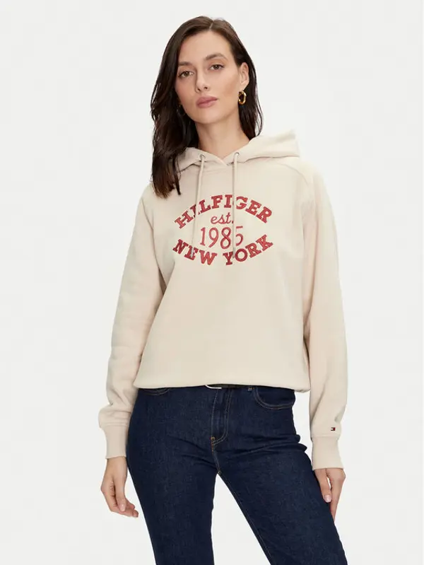 Tommy Hilfiger Tommy Hilfiger Majica dugih rukava Varsity WW0WW42098 Bež Regular Fit