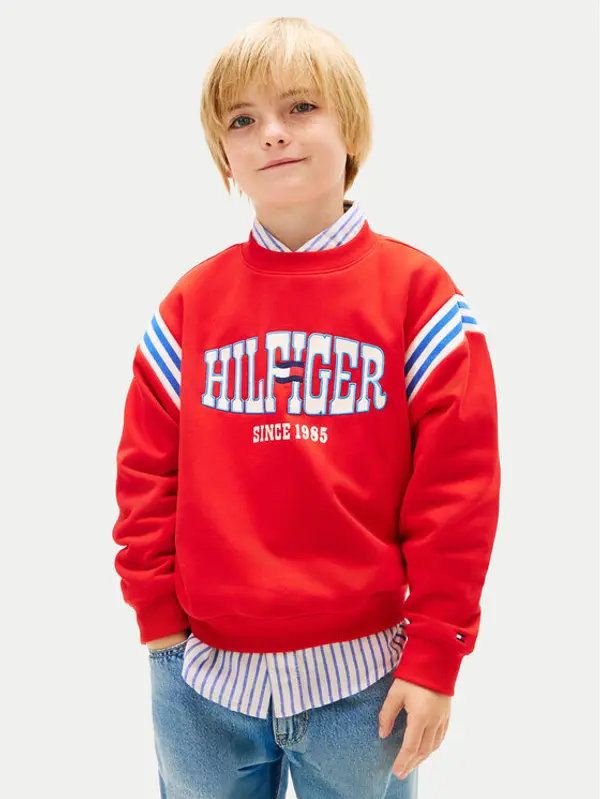 Tommy Hilfiger Tommy Hilfiger Majica dugih rukava Wavy Flag KB0KB10260 Crvena Regular Fit