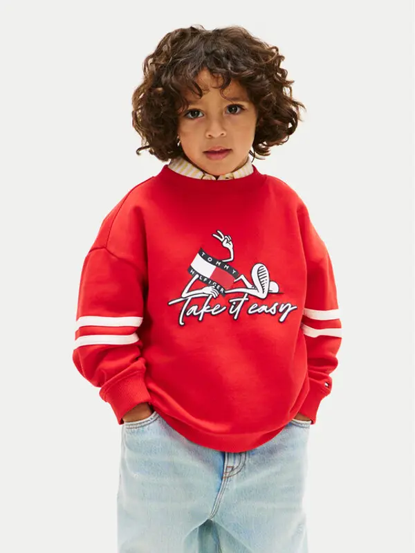 Tommy Hilfiger Tommy Hilfiger Majica dugih rukava Wavy Flag KB0KB10315 Crvena Regular Fit