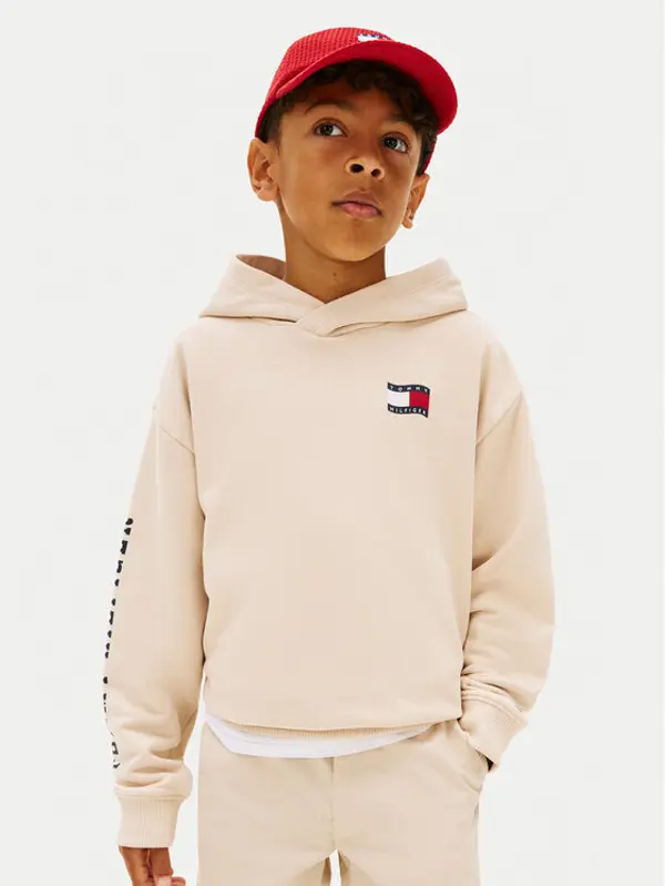 Tommy Hilfiger Tommy Hilfiger Majica dugih rukava Wavy Flag KB0KB10319 Bež Regular Fit