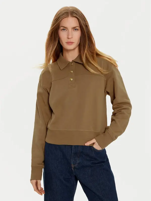 Tommy Hilfiger Tommy Hilfiger Majica dugih rukava WW0WW44081 Kaki Regular Fit