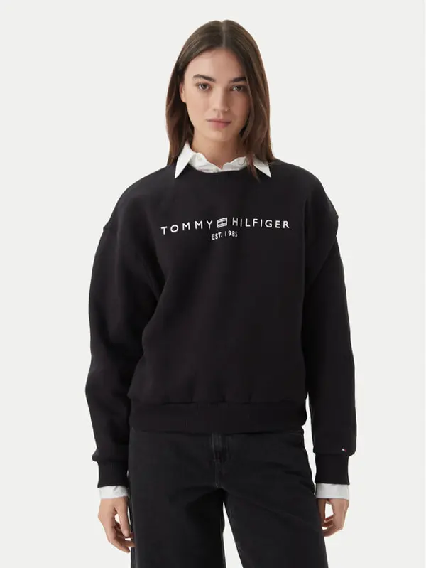 Tommy Hilfiger Tommy Hilfiger Majica dugih rukava WW0WW47831 Crna Regular Fit