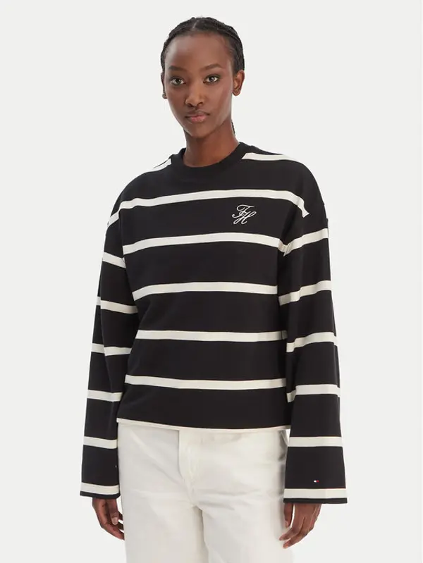 Tommy Hilfiger Tommy Hilfiger Majica dugih rukava WW0WW48431 Crna Regular Fit