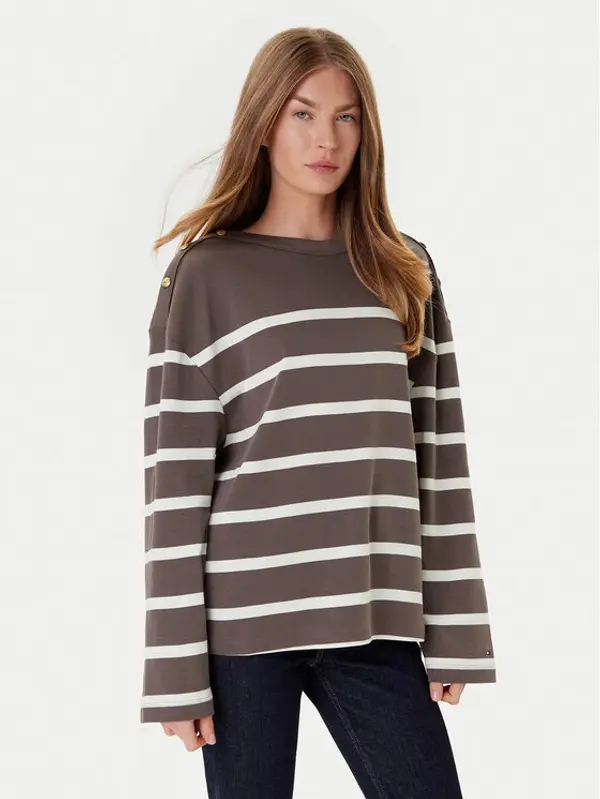 Tommy Hilfiger Tommy Hilfiger Majica Gold Button WW0WW45760 Smeđa Relaxed Fit