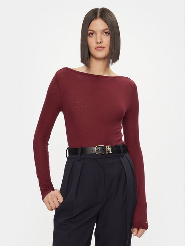 Tommy Hilfiger Tommy Hilfiger Majica Slim Soft Tencel Boat-Nk Top Ls WW0WW39788 Ružičasta Slim Fit