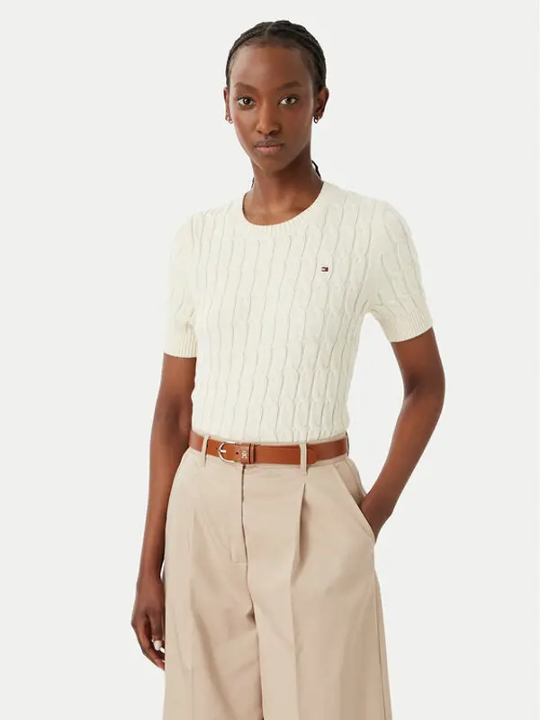 Tommy Hilfiger Tommy Hilfiger Majica WW0WW38744 Krem Regular Fit