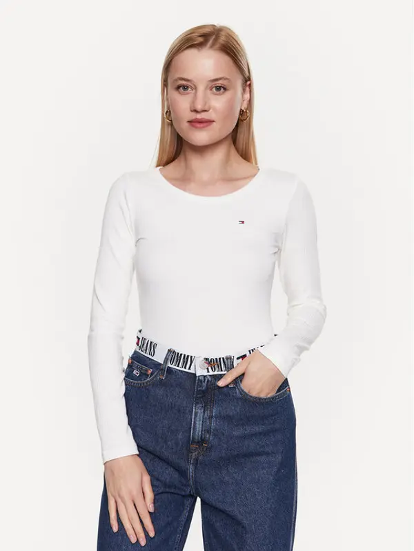 Tommy Hilfiger Tommy Hilfiger Majica WW0WW38869 Bijela Slim Fit