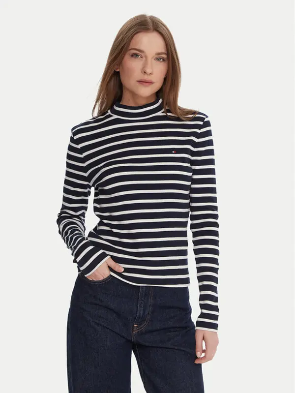 Tommy Hilfiger Tommy Hilfiger Majica WW0WW47307 Tamnoplava Slim Fit