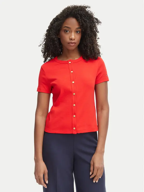 Tommy Hilfiger Tommy Hilfiger Majica WW0WW48709 Crvena Slim Fit