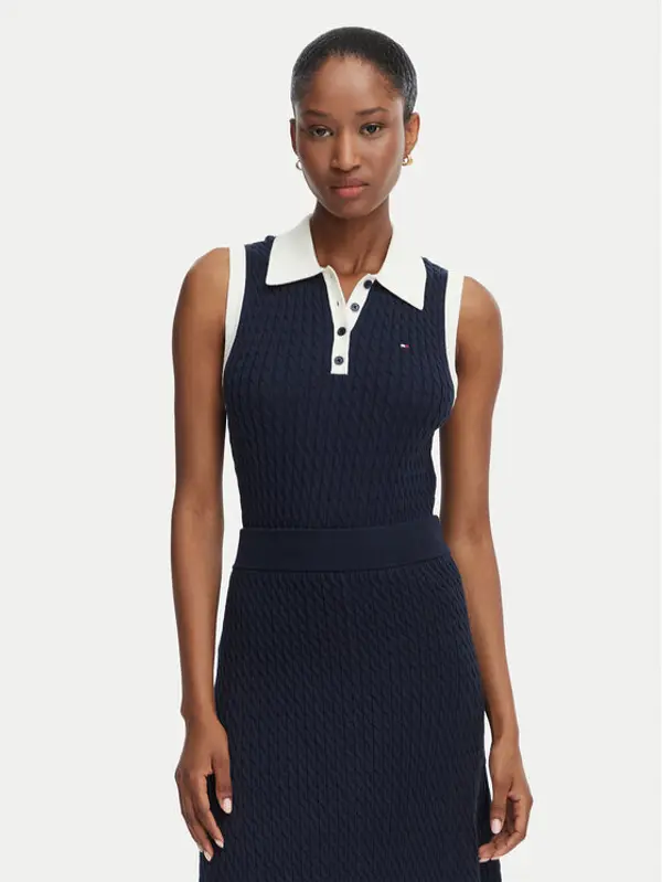 Tommy Hilfiger Tommy Hilfiger Midi suknja Cable Fine WW0WW49614 Tamnoplava Regular Fit
