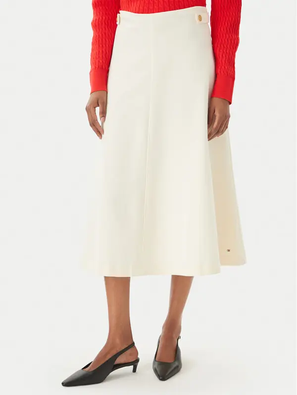 Tommy Hilfiger Tommy Hilfiger Midi suknja WW0WW47886 Écru Regular Fit