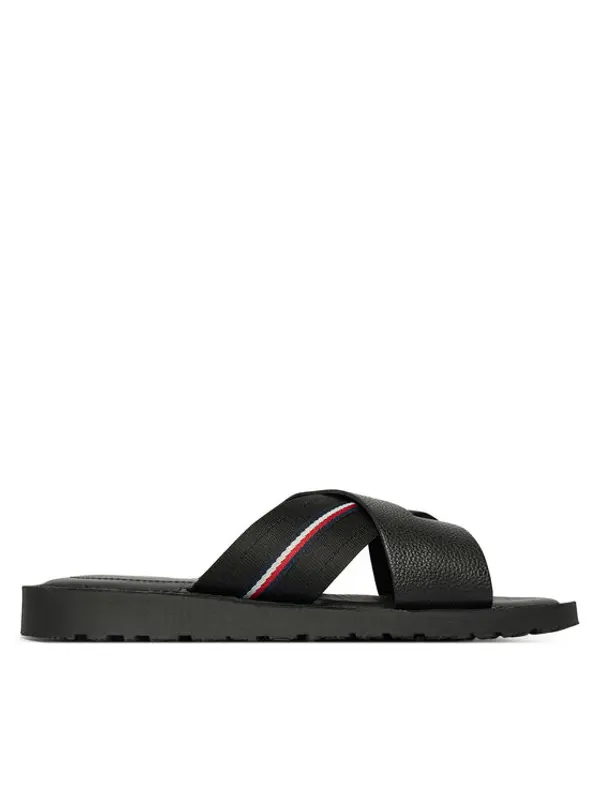 Tommy Hilfiger Tommy Hilfiger Natikače Core Hilfiger Lth Criss C Sandal FM0FM05783 Crna