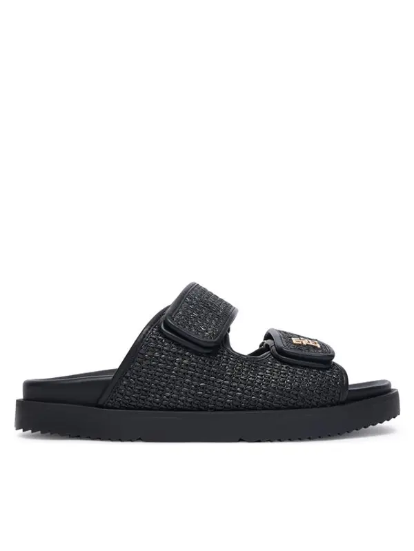 Tommy Hilfiger Tommy Hilfiger Natikače Double Strap Raffia FW0FW09122 Crna
