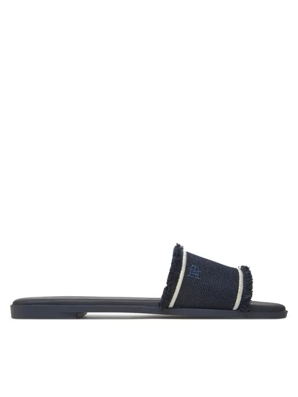 Tommy Hilfiger Tommy Hilfiger Natikače Fringe Canvas Flat Sandal FW0FW08908 Tamnoplava