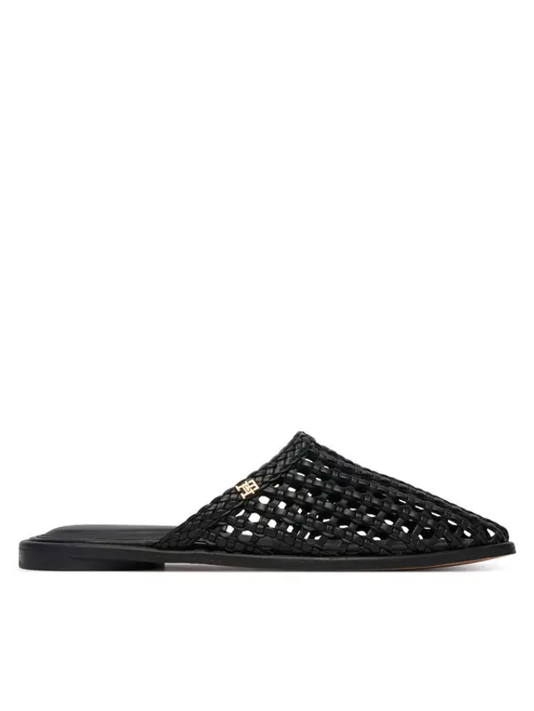 Tommy Hilfiger Tommy Hilfiger Natikače Hilfiger Leather Mix Flat Mule FW0FW09280 Crna