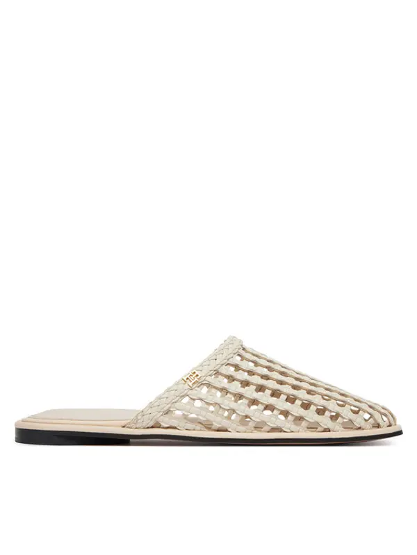 Tommy Hilfiger Tommy Hilfiger Natikače Hilfiger Leather Mix Flat Mule FW0FW09280 Krem