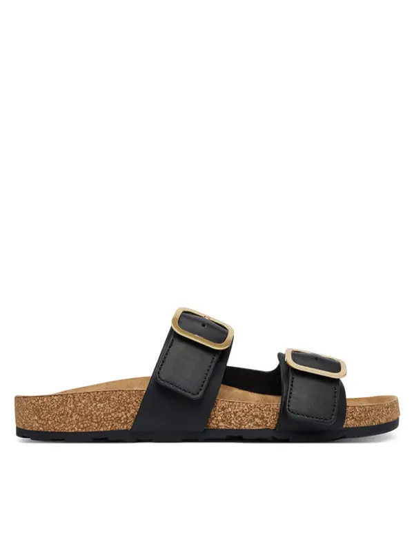 Tommy Hilfiger Tommy Hilfiger Natikače Leather Double Strap Cork Sandals FW0FW09118 Crna