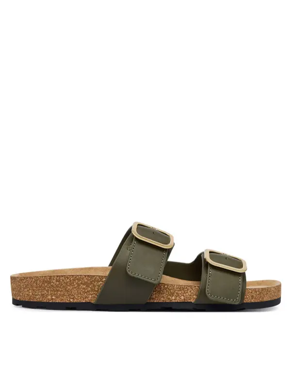 Tommy Hilfiger Tommy Hilfiger Natikače Leather Double Strap Cork Sandals FW0FW09118 Zelena