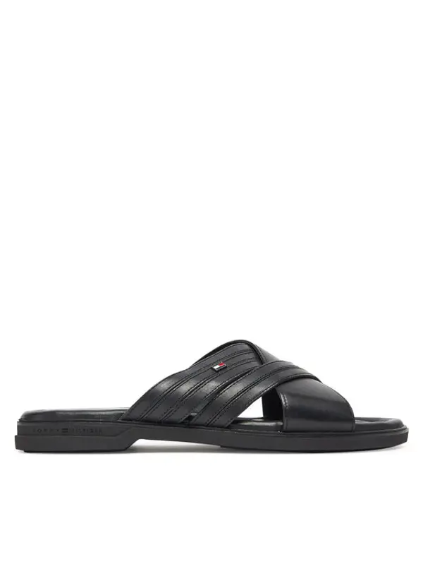 Tommy Hilfiger Tommy Hilfiger Natikače Premium Hilfiger Cc Lth Sandal FM0FM05504 Crna