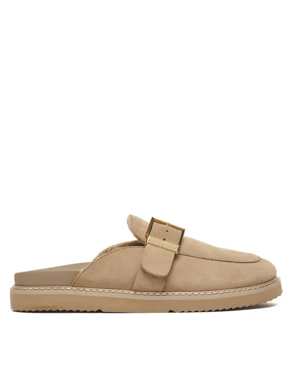 Tommy Hilfiger Tommy Hilfiger Natikače Th Buckle Fur Suede Mule FW0FW09083 Bež
