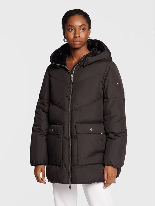 Tommy Hilfiger Tommy Hilfiger Pernata jakna Chevron Sorona WW0WW36211 Crna Relaxed Fit