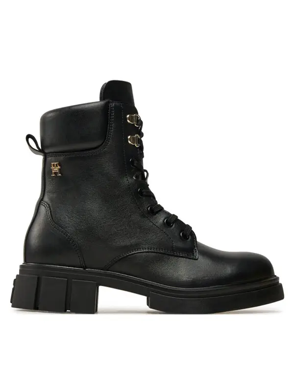Tommy Hilfiger Tommy Hilfiger Planinarske cipele Lace-Up Biker Leather FW0FW08167 Crna