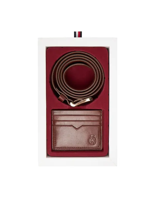Tommy Hilfiger Tommy Hilfiger Poklon set Th Crest Belt And Cc Holder AM0AM13934 Smeđa