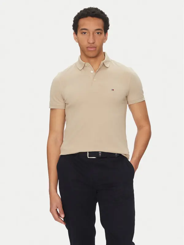 Tommy Hilfiger Tommy Hilfiger Polo 1985 MW0MW17771 Bež Slim Fit