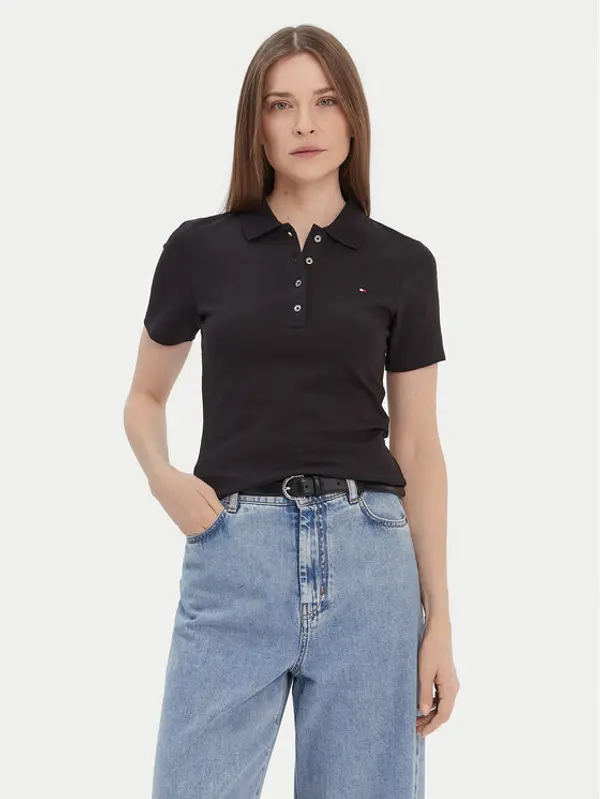 Tommy Hilfiger Tommy Hilfiger Polo 1985 WW0WW42047 Crna Slim Fit