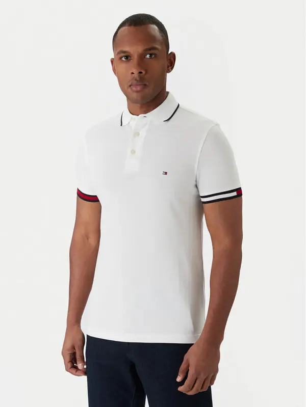 Tommy Hilfiger Tommy Hilfiger Polo Flag Cuff MW0MW38458 Bijela Slim Fit