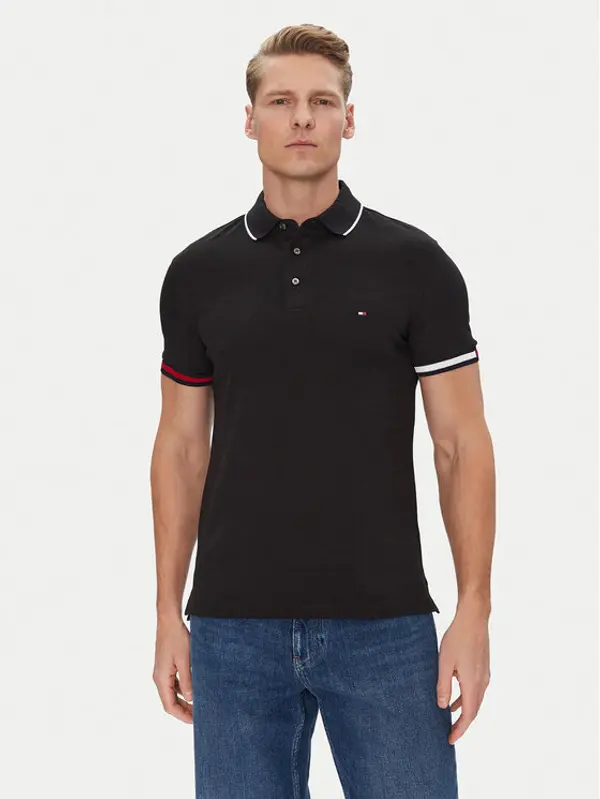Tommy Hilfiger Tommy Hilfiger Polo Flag Cuff MW0MW38458 Crna Slim Fit