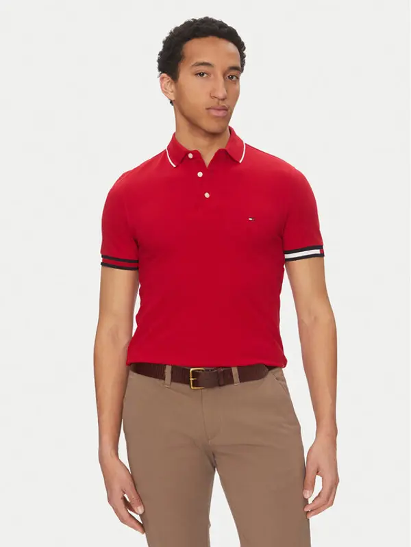 Tommy Hilfiger Tommy Hilfiger Polo Flag Cuff MW0MW38458 Crvena Slim Fit