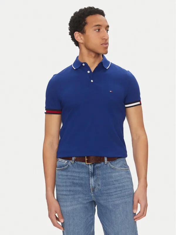 Tommy Hilfiger Tommy Hilfiger Polo Flag Cuff MW0MW38458 Plava Slim Fit