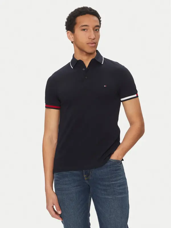 Tommy Hilfiger Tommy Hilfiger Polo Flag Cuff MW0MW38458 Tamnoplava Slim Fit