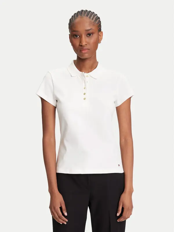 Tommy Hilfiger Tommy Hilfiger Polo Gold Button WW0WW45768 Écru Slim Fit