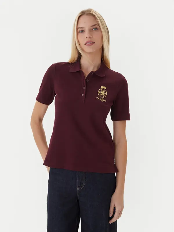Tommy Hilfiger Tommy Hilfiger Polo Gold Crest WW0WW47315 Tamnocrvena Regular Fit