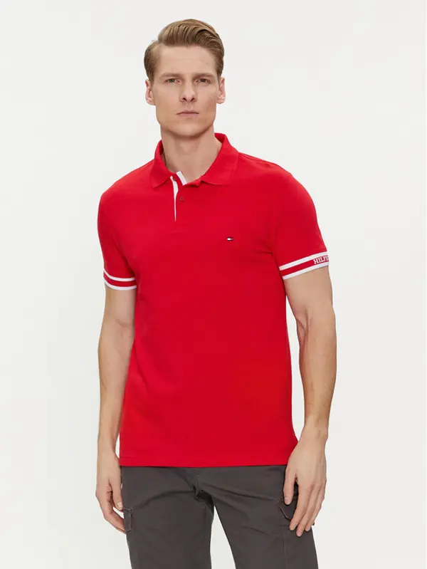Tommy Hilfiger Tommy Hilfiger Polo Monotype MW0MW34737 Crvena Slim Fit