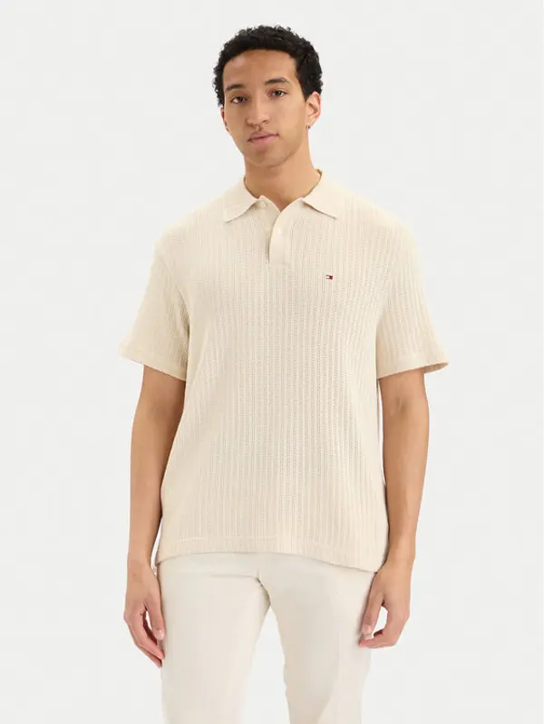 Tommy Hilfiger Tommy Hilfiger Polo MW0MW42770 Krem Regular Fit