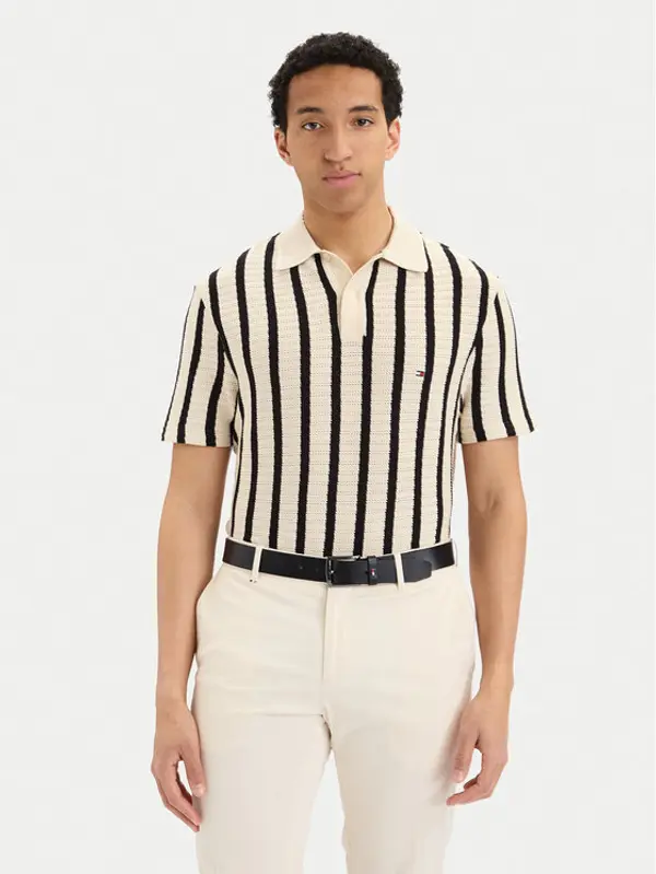 Tommy Hilfiger Tommy Hilfiger Polo MW0MW42770 Krem Regular Fit