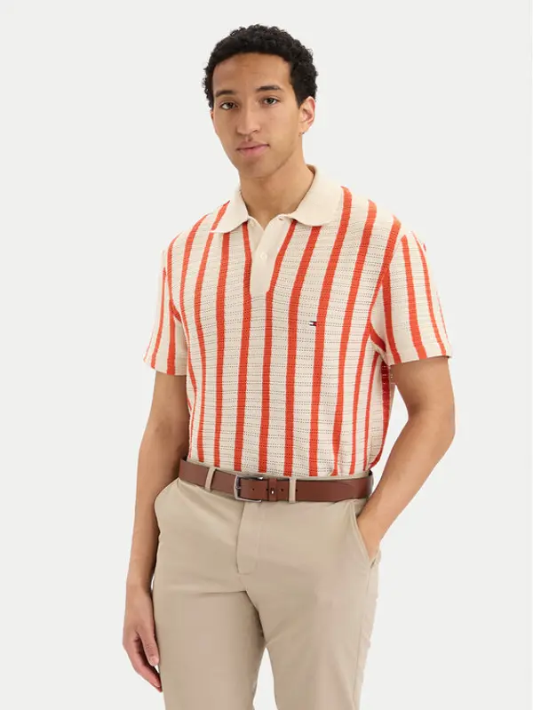 Tommy Hilfiger Tommy Hilfiger Polo MW0MW42770 Krem Regular Fit