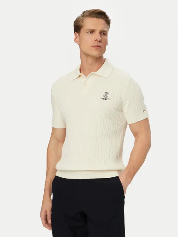 Tommy Hilfiger Tommy Hilfiger Polo MW0MW42788 Krem Regular Fit